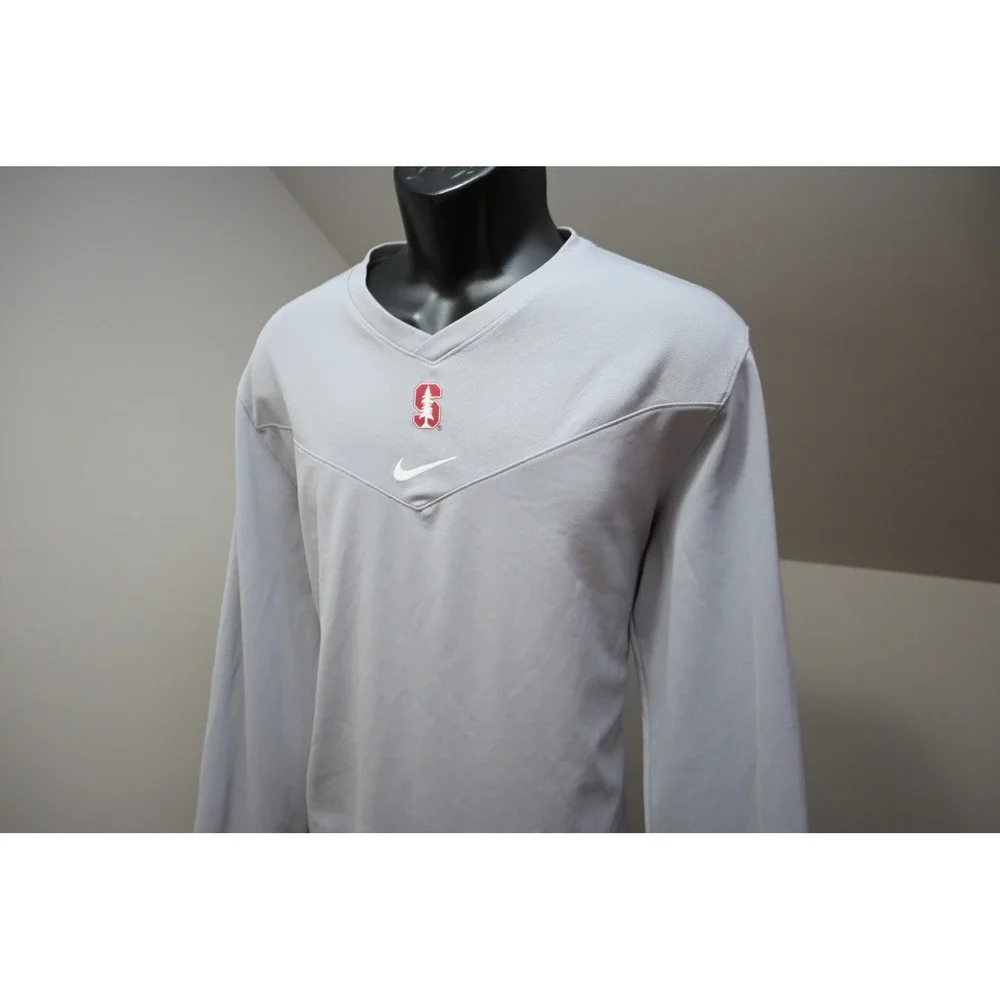 Nike Stanford Cardinal Shirt Mens XL Gray Dri-FIT Long Sleeve V-Neck Excellent